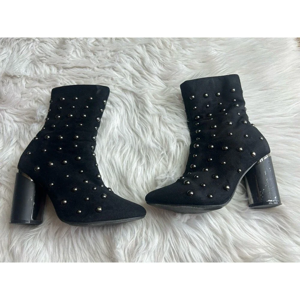 Cape Robbin Women's Size 8.5 Black Studded Heel Boots Booties Dark Academia
